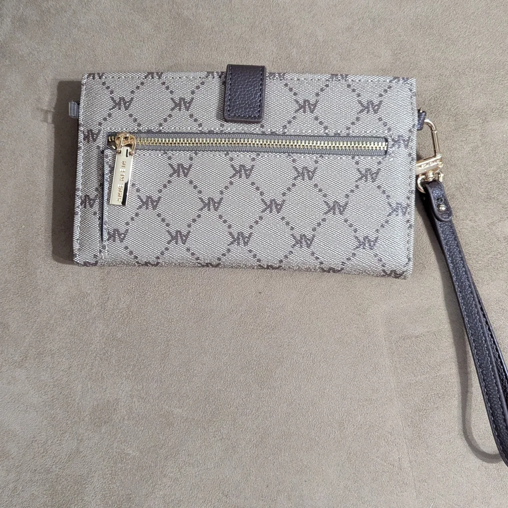 Anne Klein Signature Brown Wristlet Clutch